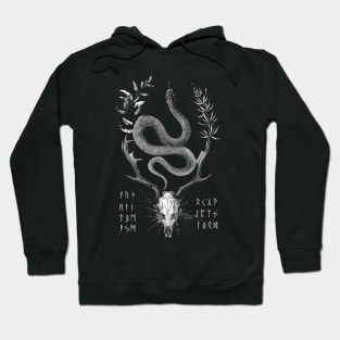 Snake, Deer and Runes in Nordic Style Hoodie